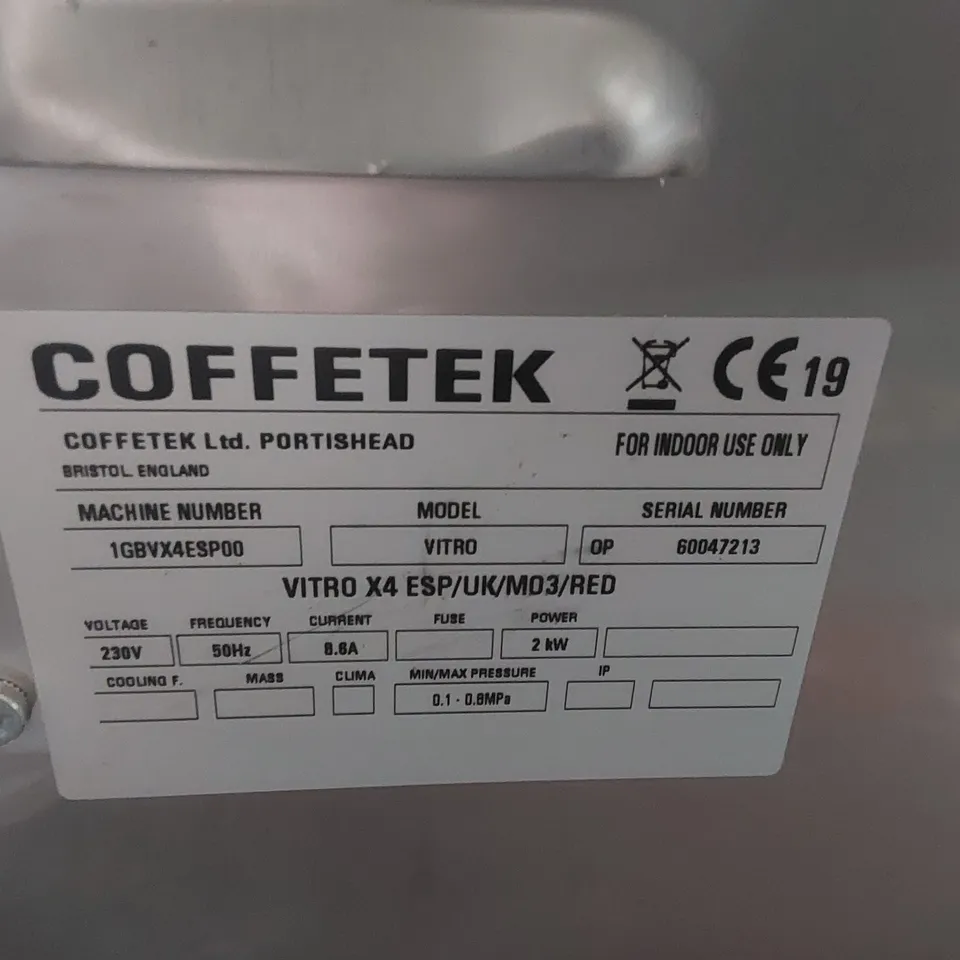 COFFETEK VITRO X4 ESPRESSO BEAN TO CUP COMMERCIAL COFFEE MACHINE AND VITRIFRIGO FG14 CB MILK CHILLER