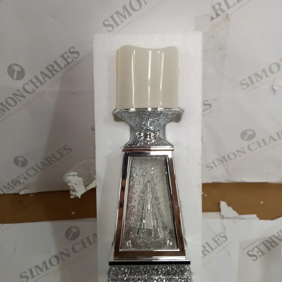 JULIEN MACDONALD FLAMELESS SWIRLING GLITTER CHRISTMAS TREE CANDLE HOLDER