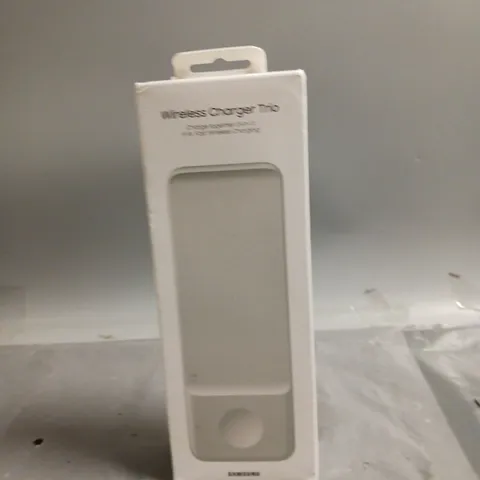 BOXED AND SEALED SAMSUNG WIRELESS CHARGER TRIO HEADSET, SMARTPHONE, SMARTWATCH