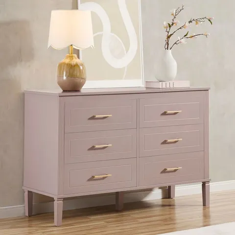 BOXED DUSK SIENNA 6 DRAWER CHEST - DUSTY MAUVE