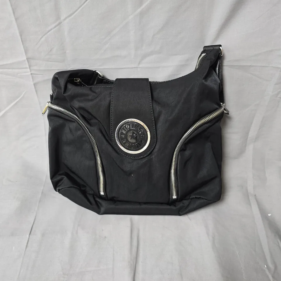 KIPLING BLACK NYLON CROSSBODY BAG WITH LOGO PATCH