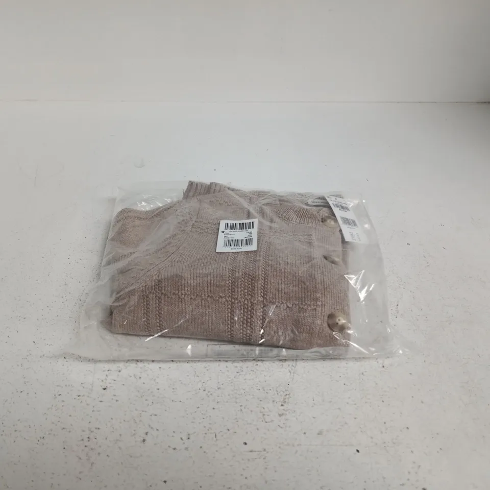 ABERCROMBIE & FITCH KNIT CARDIGAN – BEIGE/BROWN, MEDIUM