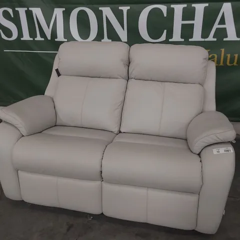 QUALITY BRITISH DESIGNER G PLAN KINGSBURY TWO SEATER SOFA CAPRI CHALK LEATHER