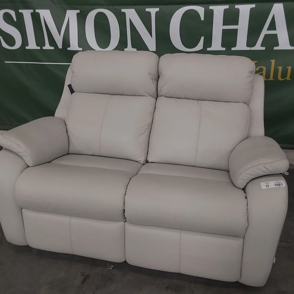 QUALITY BRITISH DESIGNER G PLAN KINGSBURY TWO SEATER SOFA CAPRI CHALK LEATHER