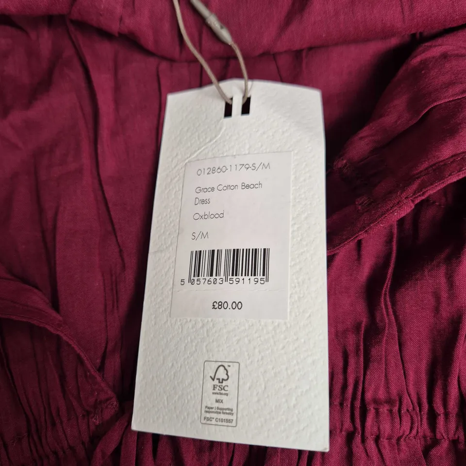 HUSH GRACE COTTON BEACH DRESS – OXBLOOD, S/M