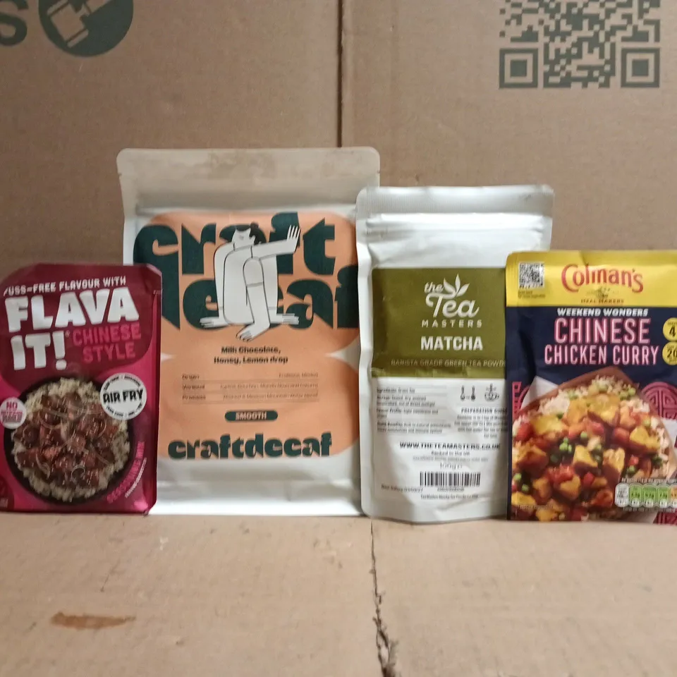 APPROXIMATELY 10 ASSORTED FOOD AND DRINK ITEMS TO INCLUDE MATCHA, ETC