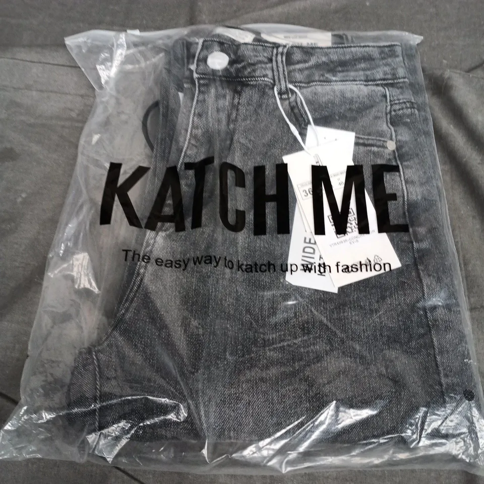 BAGGED KATCH ME WIDE LEG WOMEN'S DENIM JEANS – GREY, EU 36 (UK 8)