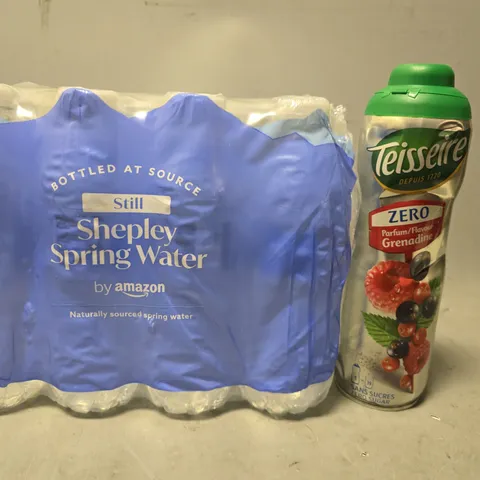 TOTE OF APPROXIMATELY 10 ASSORTED DRINKS ITEMS TO INCLUDE - AMAZON STILL WATER , TEISSENIRE ZERO 