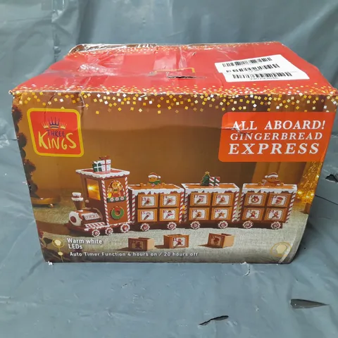 THREE KINGS GINGERBREAD TRAIN LIGHT UP ADVENT CALENDAR