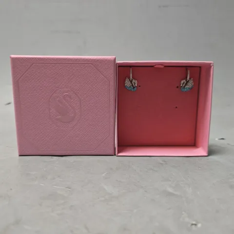 BOXED SWAROVSKI SWAN SHAPED STUD EARRINGS 