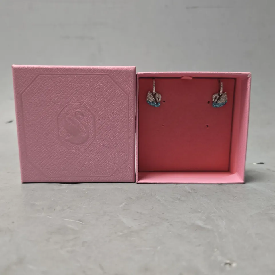 BOXED SWAROVSKI SWAN SHAPED STUD EARRINGS 