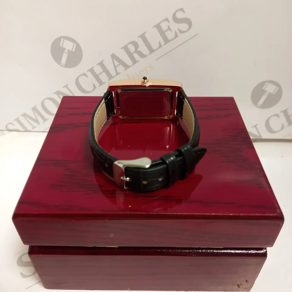 LADIES STOCKWELL WATCH – TEXTURED DIAL WITH SUB DIAL MINUTE HAND – BLACK LEATHER STRAP.