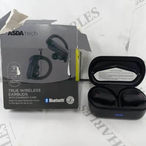 BLUETOOTH TRUE WIRELESS OVER-EAR EARBUDS WITH CHARGING CASE