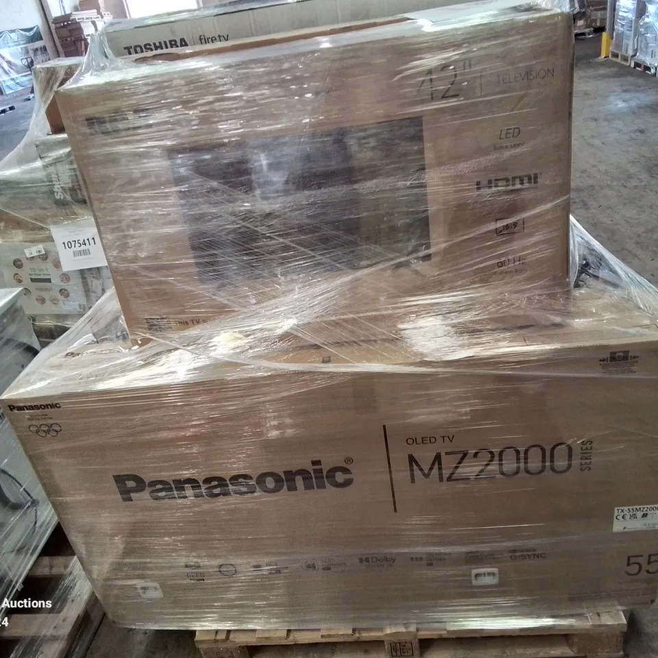 PALLET OF APPROXIMATELY 12 UNPROCESSED RAW RETURN TELEVISIONS TO INCLUDE;