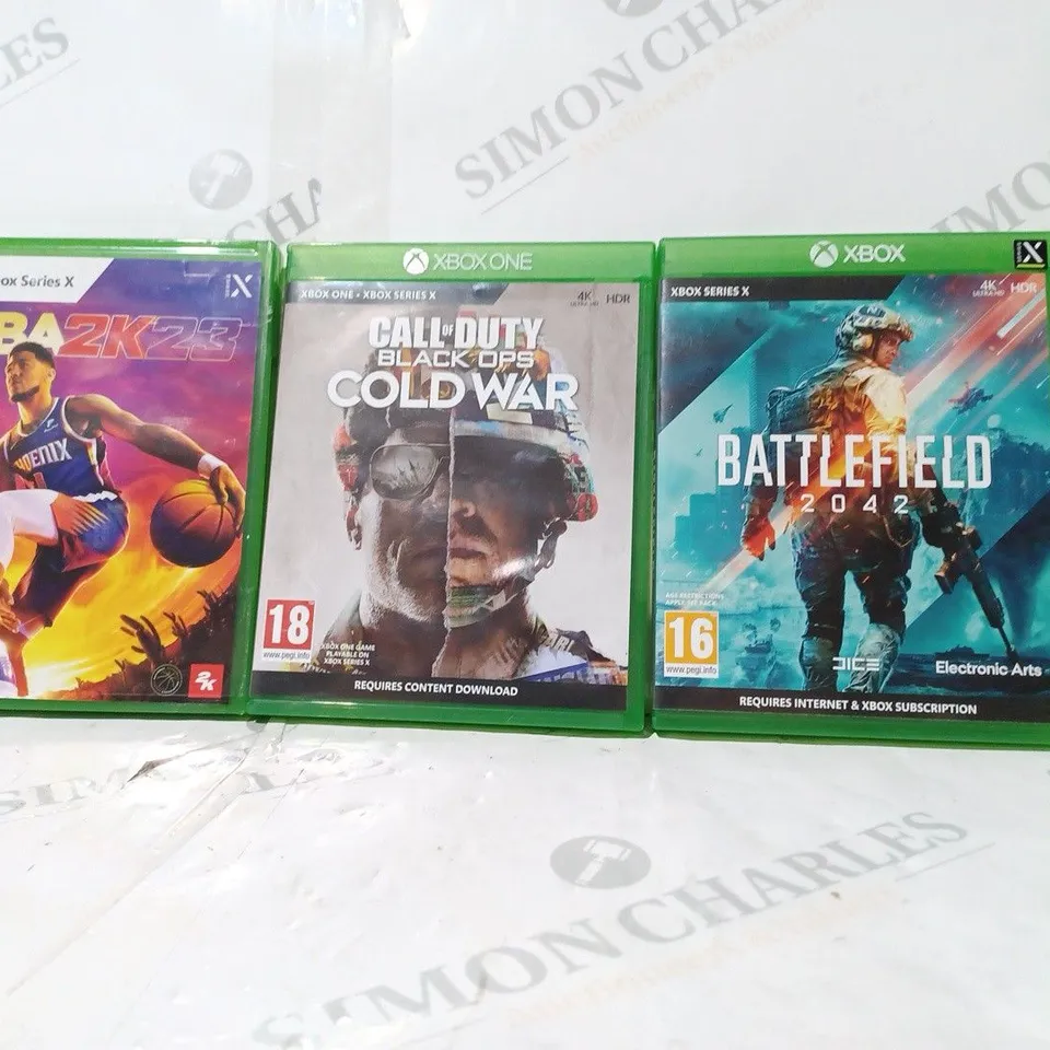 3 ASSORTED XBOX ONE GAMES TO INCLUDE: NBA 2K23, CALL OF DUTY & BATTLEFIELD 2042