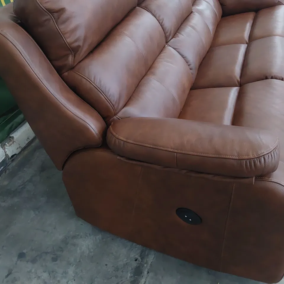 QUALITY BRITISH DESIGNER G PLAN GREENWICH POWER RECLINING THREE SEATER SOFA REGENT MAPLE LEATHER