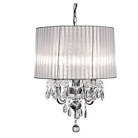 BOXED FEBLAND BEAUMONT 4 LIGHT PENDANT CHANDELIER, GLASS, SHADE WHITE