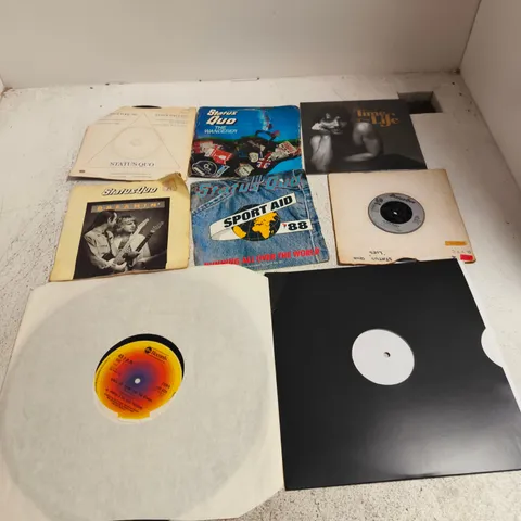 APPROXIMATELY 10 ASSORTED VINYLS & SINGLES TO INCLUDE ARTISTS SUCH AS STATUS QUO, BENSON BOONE, AL HUDSON, ETC - COLLECTION ONLY