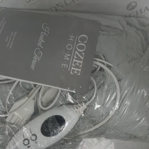 COZEE HOME VELVETSOFT HEATED THROW IN LIGHT GREY