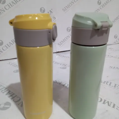LOCK & LOCK SET OF 2 STAINLESS INSULATED DAILY POP PASTEL WATER BOTTLES