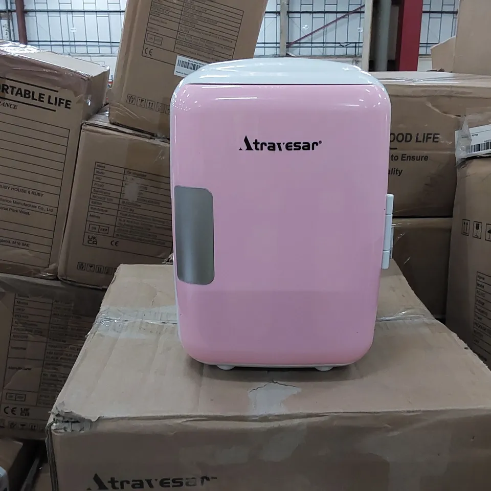 BOXED ATRAVESAR PINK MINI ELECTRIC FRIDGE (1 BOX)