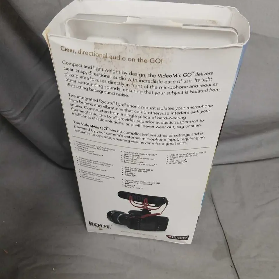 RODE VIDEOMIC GO ON-CAMERA MICROPHONE – BOXED