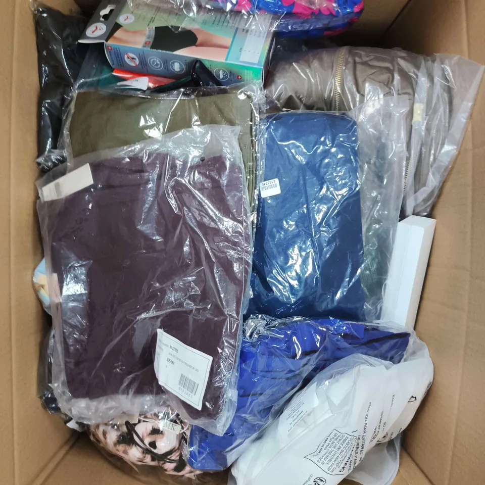 APPROXIMATELY 15 ASSORTED HOUSEHOLD PRODUCTS TO INCLUDE CLOTHING, PERIOD UNDERWEAR, PEN ETC