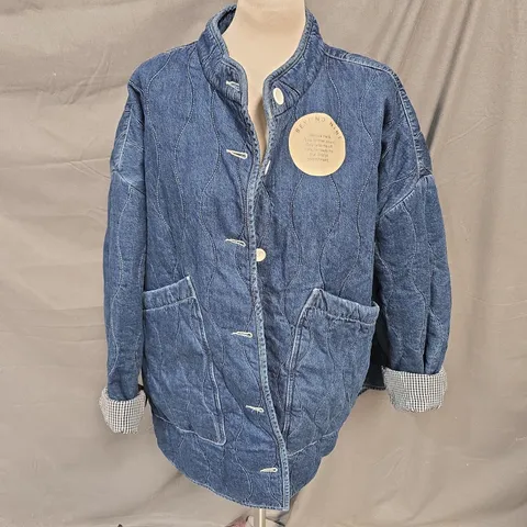 BEYOND NINE RUE QUILTED DENIM JACKET IN DARK WASH SIZE L/XL