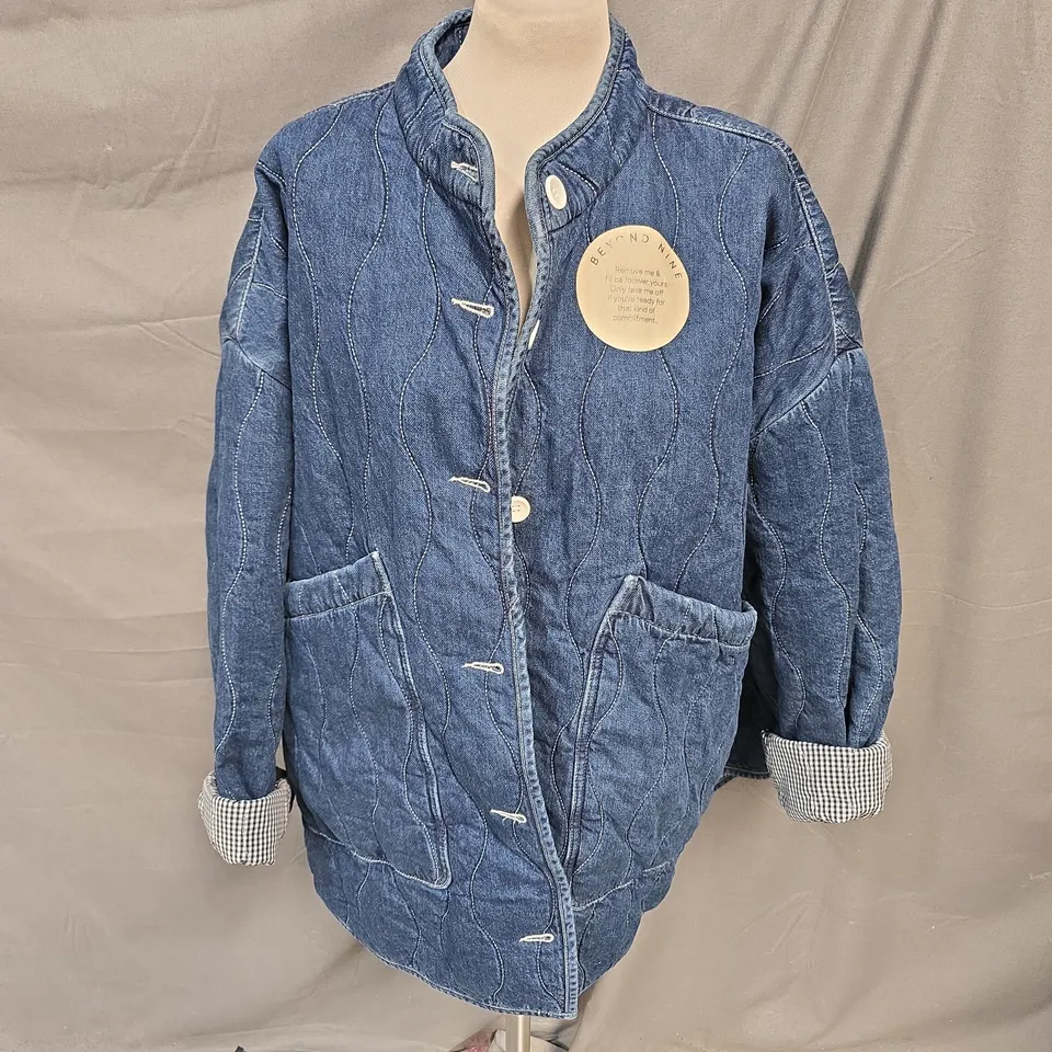 BEYOND NINE RUE QUILTED DENIM JACKET IN DARK WASH SIZE L/XL