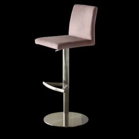 BOXED DANETTI LESLEY BLUSH PINK VELVET GAS LIFT BAR STOOL