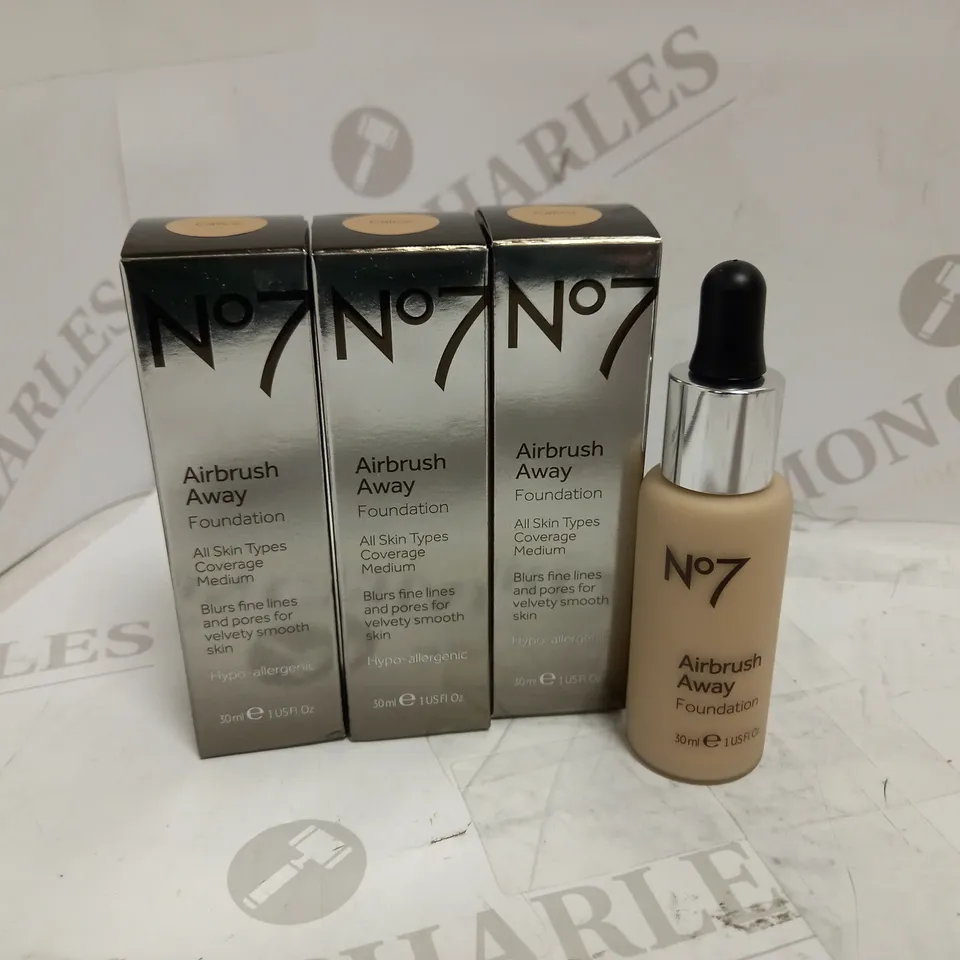 LOT OF 3 NO 7 AIRBRUSH AWAY FOUNDATION IN CALICO (3 X 30ML)
