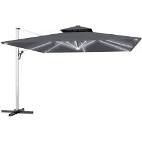 BOXED OUTSUNNY 2 TIER GREY SOLAR LED CANTILEVER PARASOL 3M (1 BOX)
