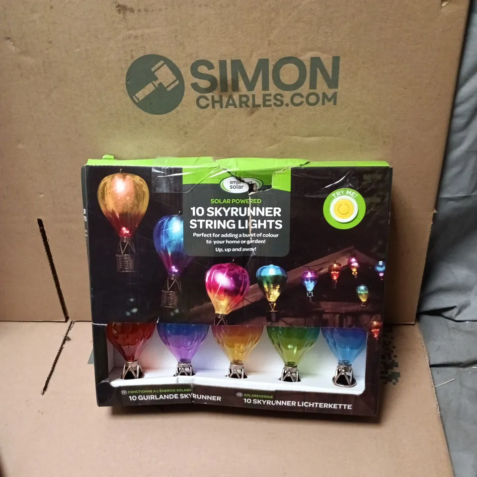 SMART SOLAR SKYRUNNER SOLAR-POWERED GARDEN STRING LIGHTS – 10 LIGHTS