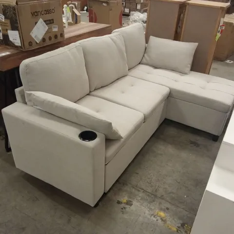 DESIGNER HOMCOM 3 SEATER FABRIC CHAISE SOFA