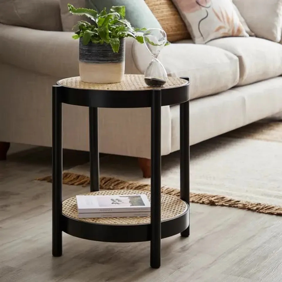 BOXED CANCUN ROUND SIDE TABLE BLACK (1 BOX)