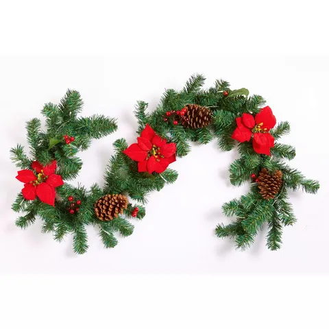 BOXED RED POISETTA PRE LIT 6FT GARLAND