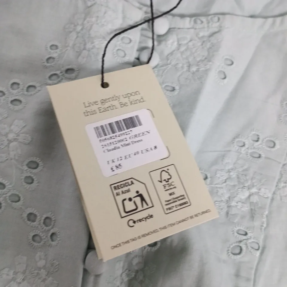 NOBODY'S CHILD GIRLS' MINT EYELET DRESS, UK 12 (EU 40, US 8)