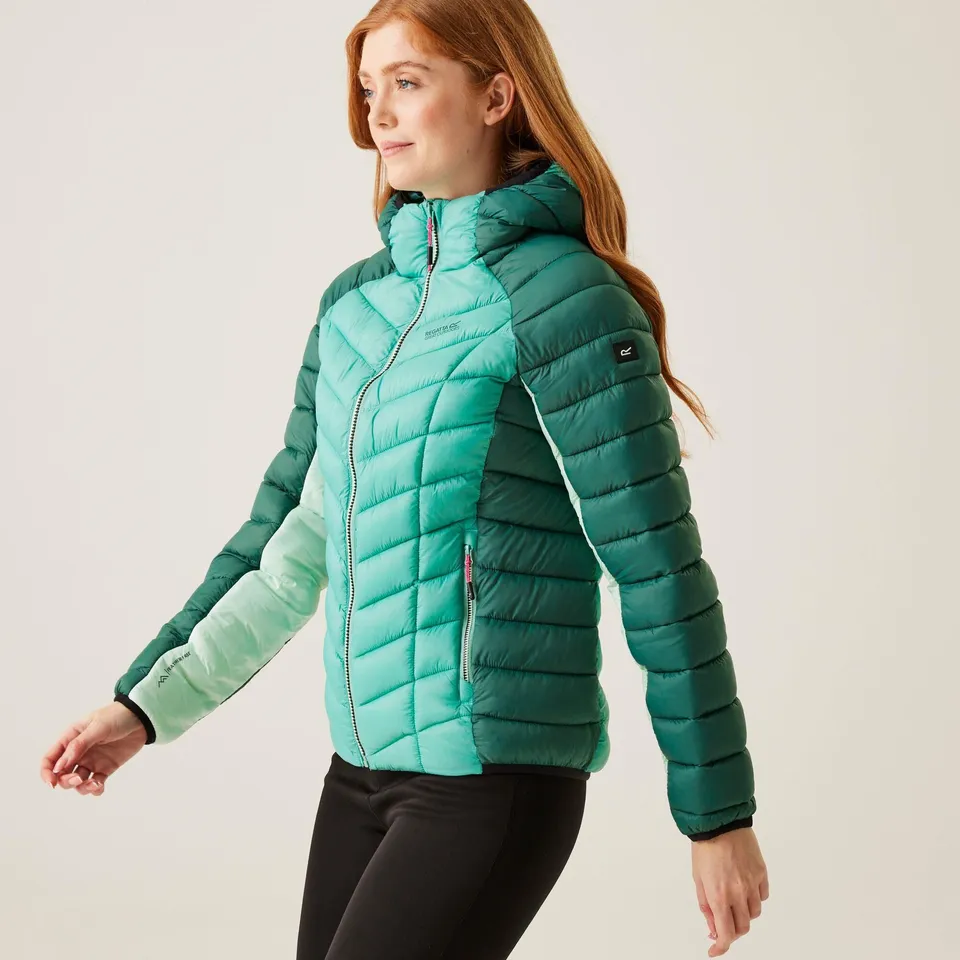 BRAND NEW REGATTA HOODED DALENT RAIN FOREST GREEN WOMEN'S DOWN JACKET SIZE 12