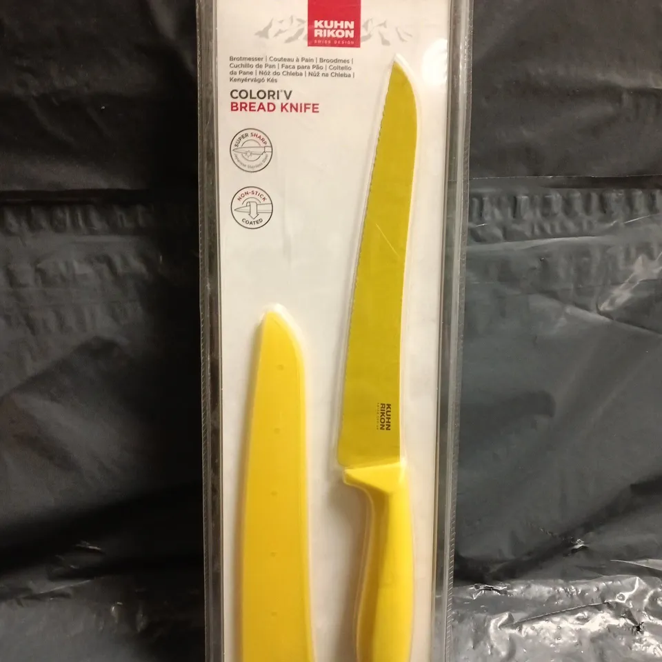 KUHN RIKON COLORI V BREAD KNIFE IN YELLOW