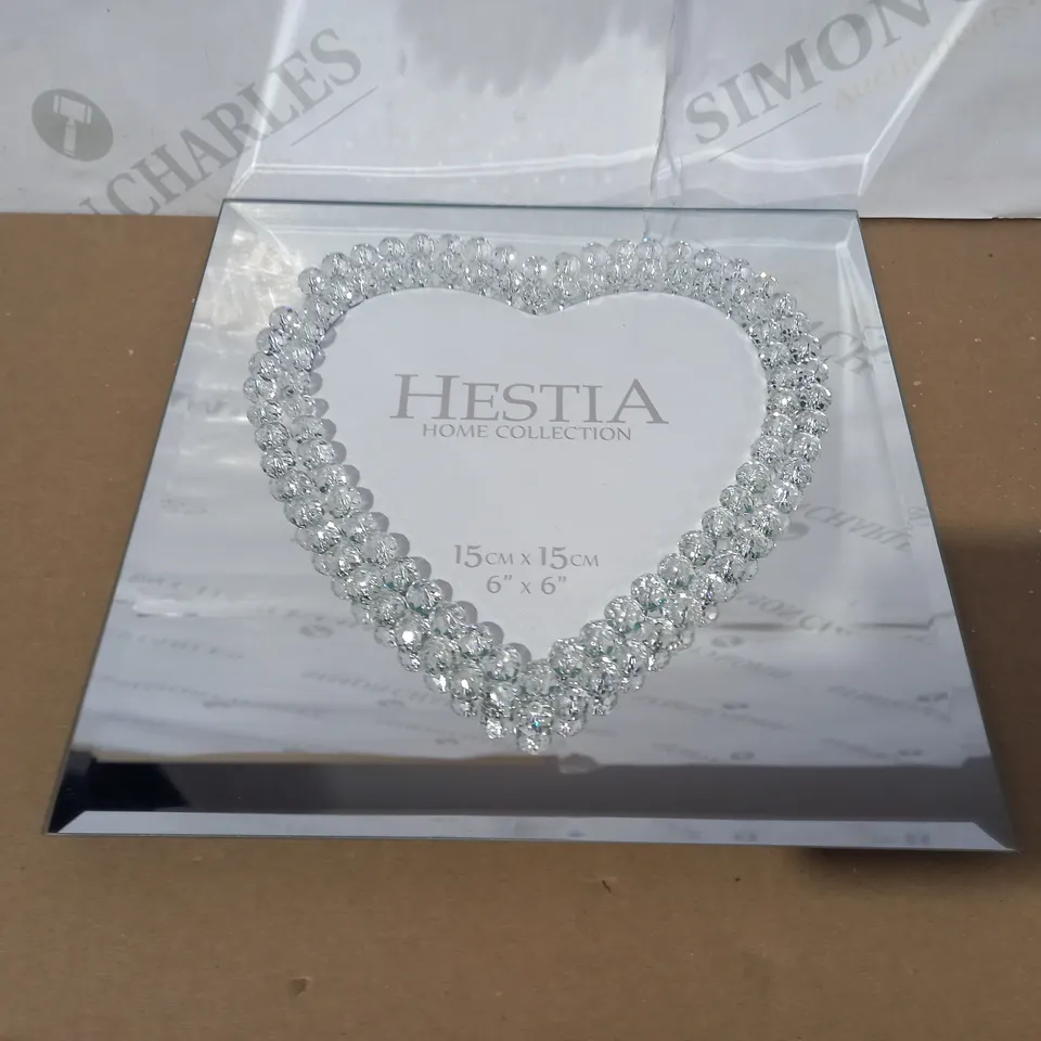 MIRROR GLASS CRYSTAL HEART PHOTO FRAME RRP £42