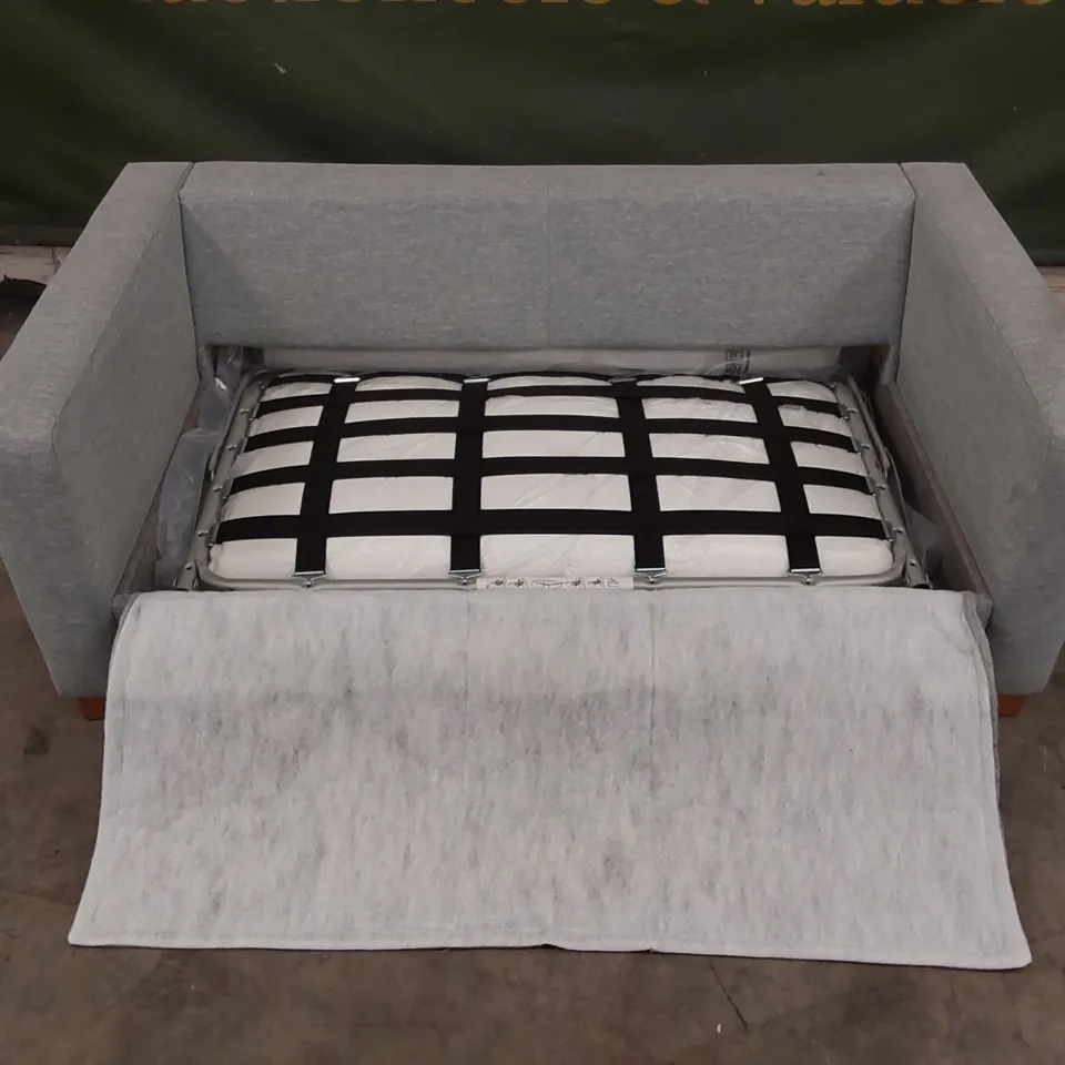 QUALITY DESIGNER LIGHT BLUE FABRIC SOFA BED