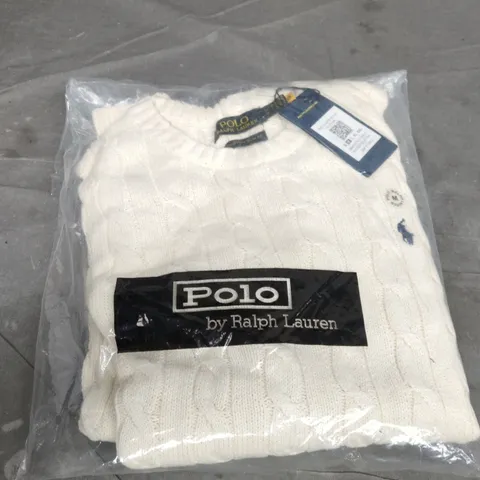 POLO RALPH LAUREN CREW NECK SWEATER IN CREAM SIZE M 