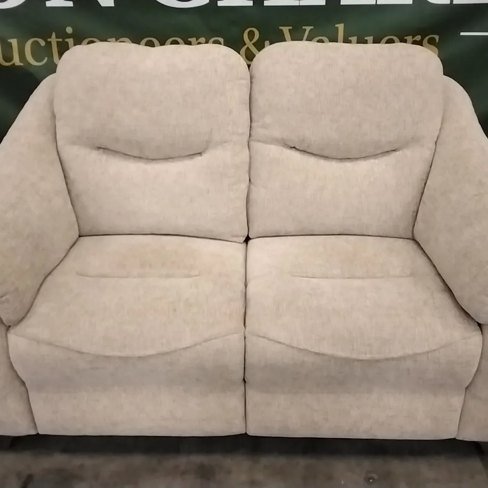 QUALITY BRITISH DESIGNED & MANUFACTURED G PLAN BEIGE FABRIC 2 SEATER SOFA