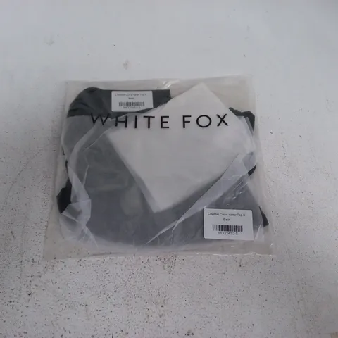 BAGGED WHITE FOX CELESTIAL CURVE HALTER TOP IN BLACK - S