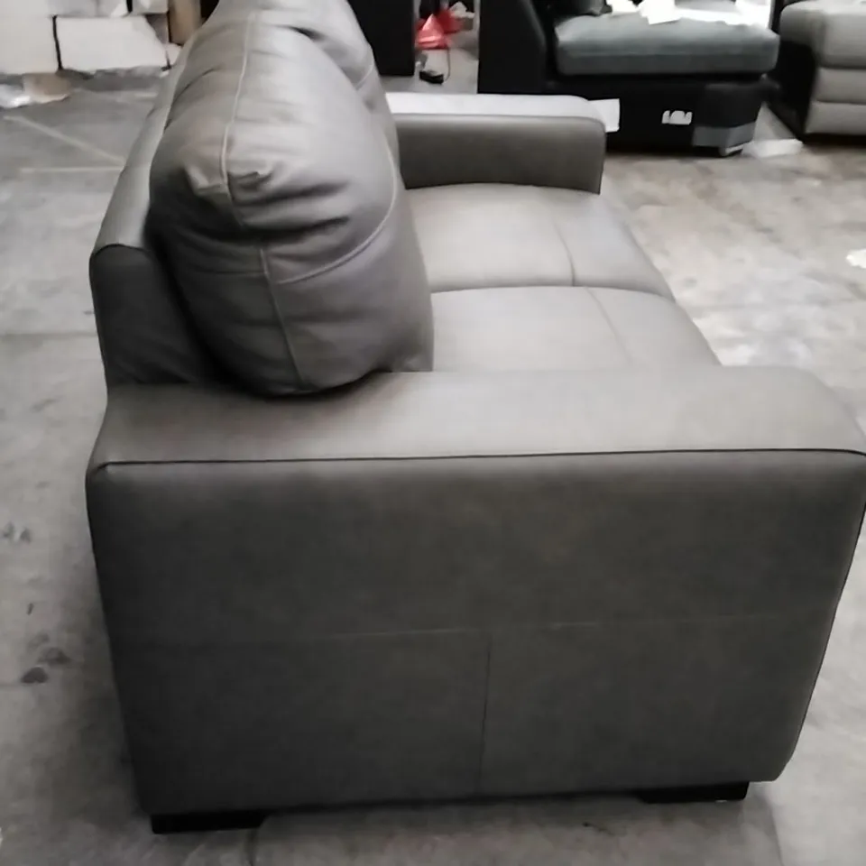 .QUALITY BRITISH DESIGNER 2 SEATER SOFA - BROWN/GREY LEATHER