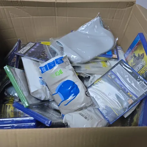 LARGE BOX OF APPROX 20 ASSORTED ITEMS TO INCLUDE PS4 GAMES, XBOX GAMES AND FACE MASKS