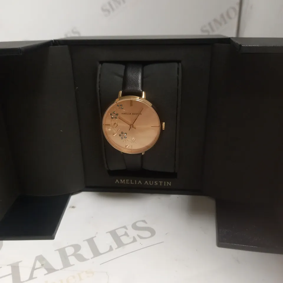 AMELIA AUSTIN BLACK STRAP WATCH 