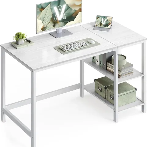 BOXED VASAGLE COMPUTER DESK, WRITING DESK WITH 2 SHELVES