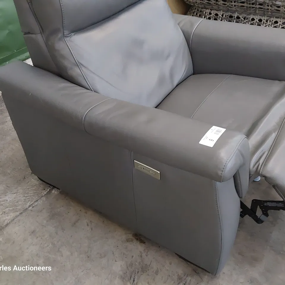 QUALITY ITALIAN DESIGNER ADRIANO POWER RECLINING EASY CHAIR CHARCOAL LEATHER 