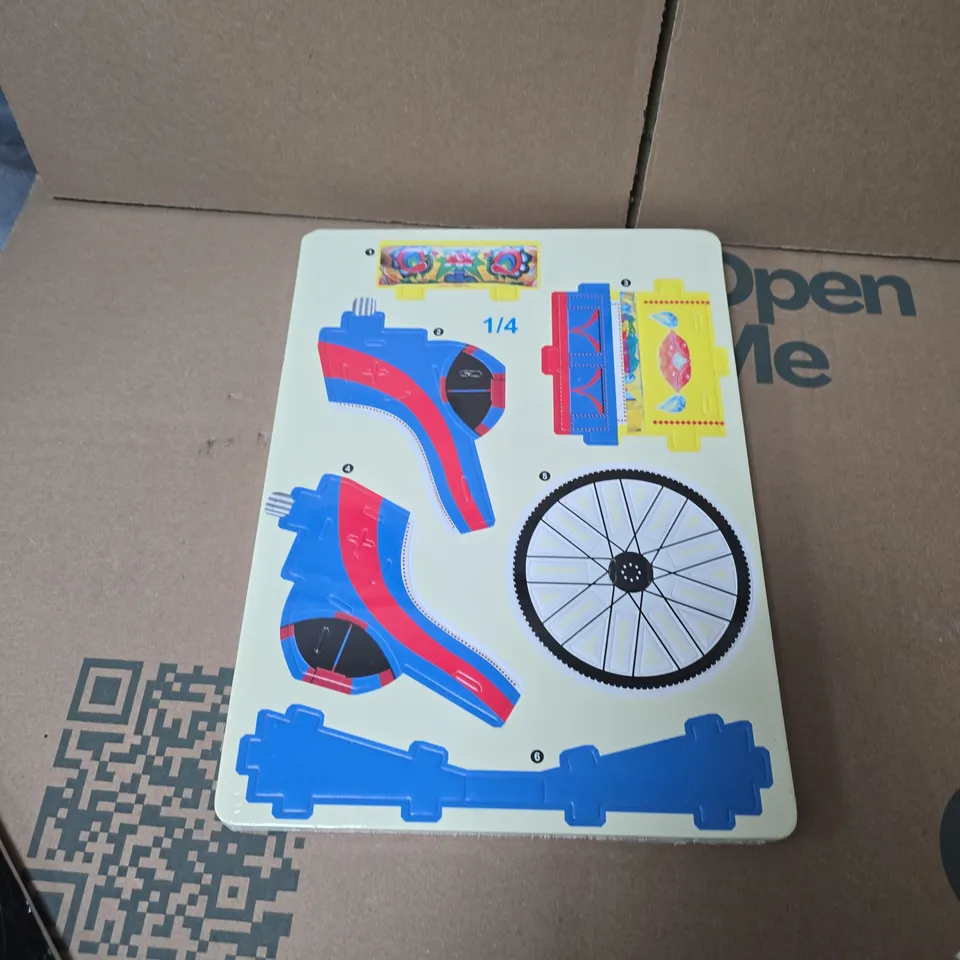 PALLET CONTAINING 6 BOXES OF ASSORTED ITEMS INCLUDING 3D PAPER PUZZELS , DECORATIVE TILE PICTURES AND TASSLED SCARF 